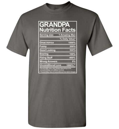 Grandpa Nutrition Facts Shirt for Men