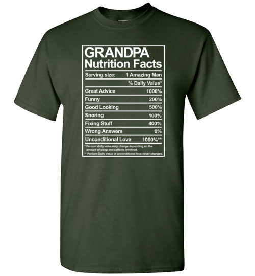 Grandpa Nutrition Facts Shirt for Men