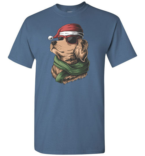 Golden Retriever Santa Hat Christmas Shirt for Men Women Kids