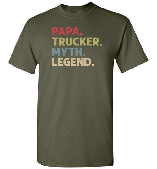 Papa Trucker Myth Legend Shirt Gift for Truck Driver Dad Grandpa