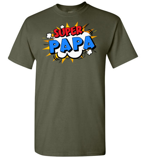 Super Papa Cartoon Bubble Retro Comic Style Funny Shirt for Men