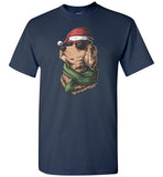 Golden Retriever Wearing a Santa Hat and Sunglasses Christmas Shirt