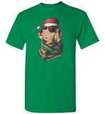 Golden Retriever Wearing a Santa Hat and Sunglasses Christmas Shirt