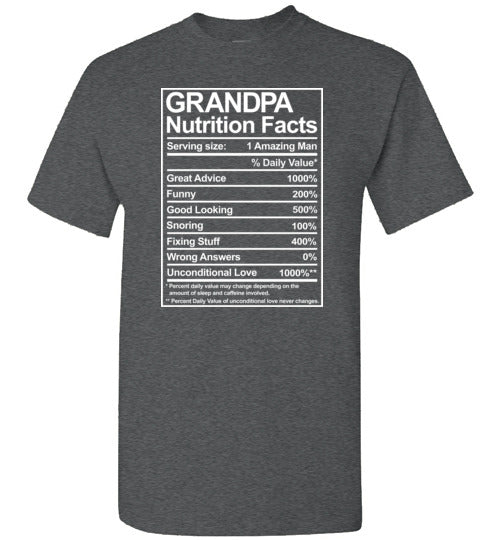 Grandpa Nutrition Facts Shirt for Men