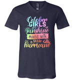 October Girls are Sunshine Mixed with a Little Hurricane V-Neck Shirt