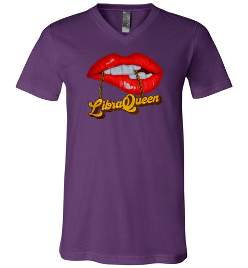 Libra Queen Lips and Chain V-Neck Shirt for Women