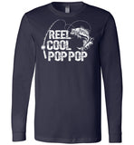 Reel Cool Pop Pop crewneck t-shirt for men. Makes a great Father's Day gift, Christmas gift or birthday present for any grandpa callecd Pop Pop who loves fishing.