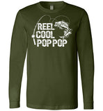 Reel Cool Pop Pop crewneck t-shirt for men. Makes a great Father's Day gift, Christmas gift or birthday present for any grandpa callecd Pop Pop who loves fishing.