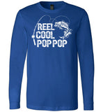 Reel Cool Pop Pop crewneck t-shirt for men. Makes a great Father's Day gift, Christmas gift or birthday present for any grandpa callecd Pop Pop who loves fishing.