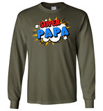Super Papa Cartoon Bubble Retro Comic Style Funny Long Sleeve Shirt for Men