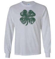 Distressed Green Shamrock Long Sleeve Shirt for Men, Women and Kids