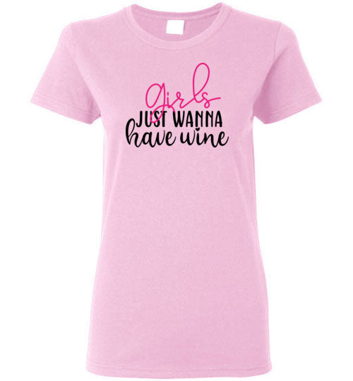 Girls Just Wanna Have Wine Crewneck T-Shirt