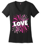 Valentines Day Love T Shirt for Women with Pink Fireworks