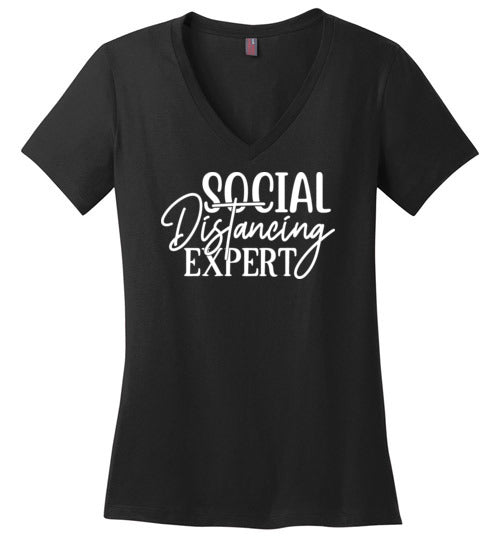 Social Distancing Expert V-Neck T-Shirt