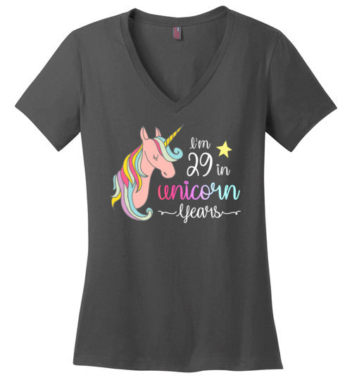 I'm 29 in Unicorn Years V-Neck T-Shirt for Women