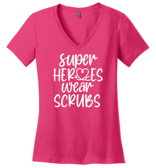 Super Heroes Wear Scrubs V Neck Shirt