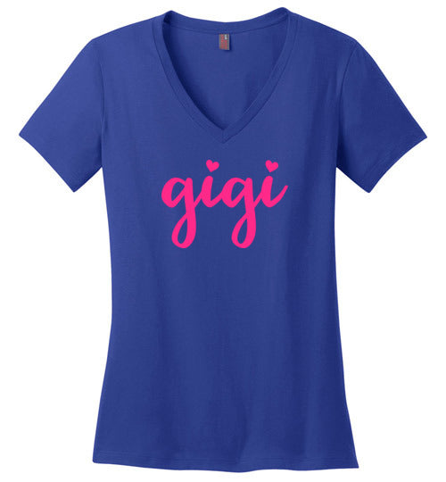Gigi Shirt for Grandma with Hearts V-Neck