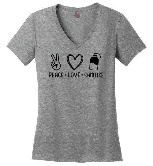 Peace Love Sanitize V-neck T-Shirt