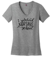 I Survived Nursing School V-Neck T-Shirt