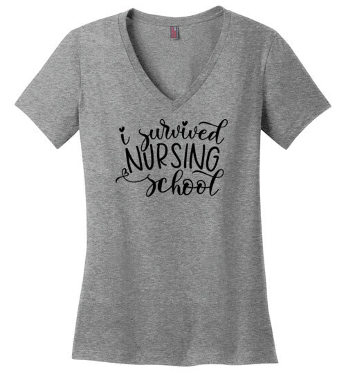 I Survived Nursing School V-Neck T-Shirt