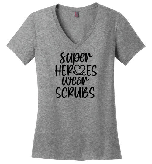 Super Heroes Wear Scrubs V-Neck T-Shirt