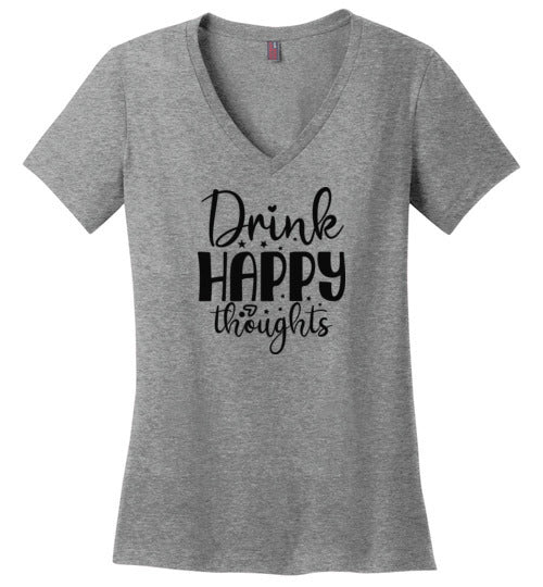 Drink Happy Thoughts V-Neck T-Shirt