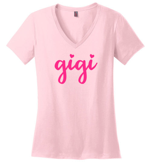 Gigi Shirt for Grandma with Hearts V-Neck