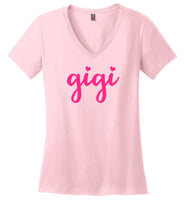 Gigi Shirt for Grandma with Hearts V-Neck