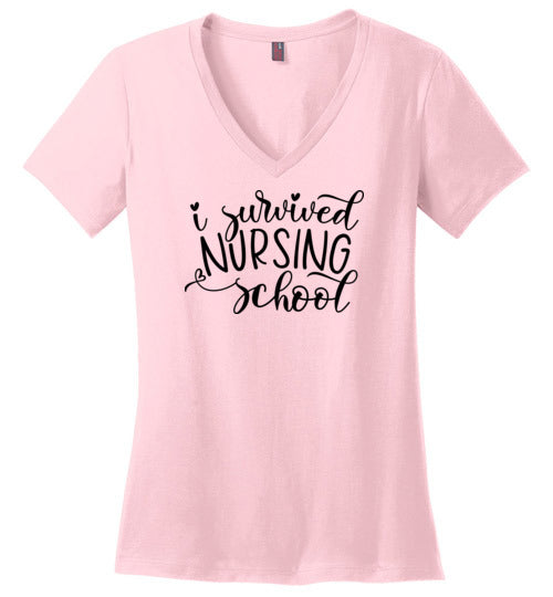 I Survived Nursing School V-Neck T-Shirt