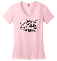 I Survived Nursing School V-Neck T-Shirt
