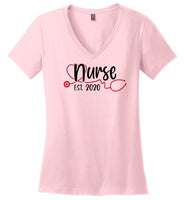 Nurse Est 2020 V-Neck T-Shirt - Nursing School Student Graduation Shirt | Class Of 2020 Grad