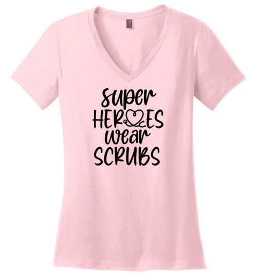 Super Heroes Wear Scrubs V-Neck T-Shirt