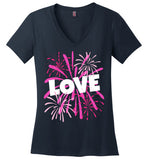 Valentines Day Love T Shirt for Women with Pink Fireworks