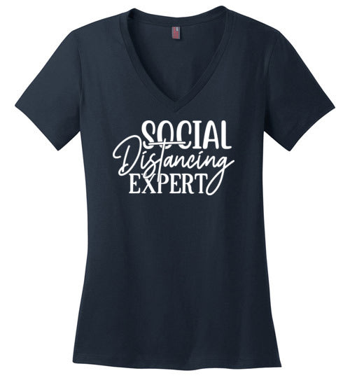 Social Distancing Expert V-Neck T-Shirt