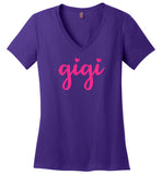 Gigi Shirt for Grandma with Hearts V-Neck