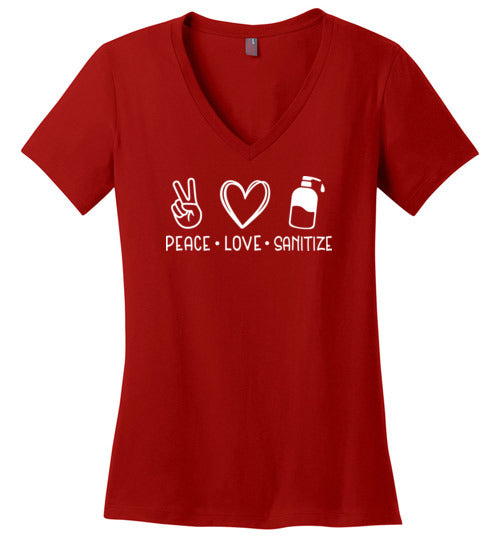 Peace Love Sanitize V-Neck T-Shirt