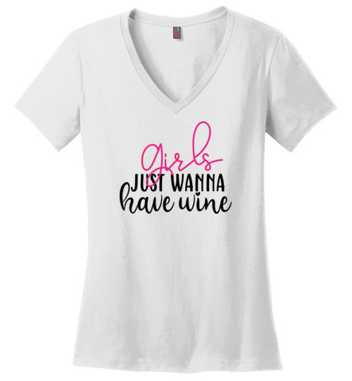 Girls Just Wanna Have Wine V-Neck T-Shirt