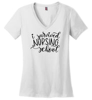 I Survived Nursing School V-Neck T-Shirt