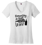 Namastay at Home and Drink Wine V-Neck T-Shirt