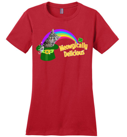 Meowgically Delicious St Patrick's Day T-Shirt for Women and Teens