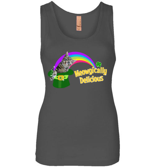 Cat St Patricks Day Tank Top for Women Teens Magically Meowgically Delicious