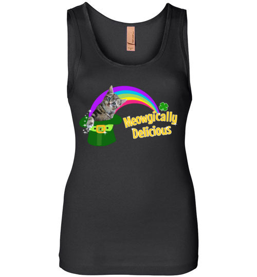Cat St Patricks Day Tank Top for Women Teens Magically Meowgically Delicious