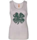 Distressed Shamrock St Patricks Day Tank Top for Women and Teen Girls