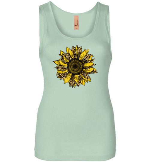 Leopard Print Sunflower Tank Top for Women