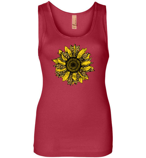 Leopard Print Sunflower Tank Top for Women