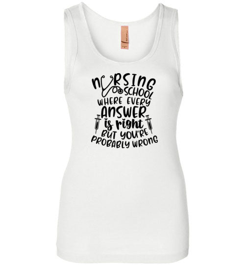 Nursing School Where Every Answer Is Right But You're Probably Wrong Tank Top