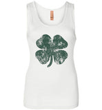 Distressed Shamrock St Patricks Day Tank Top for Women and Teen Girls