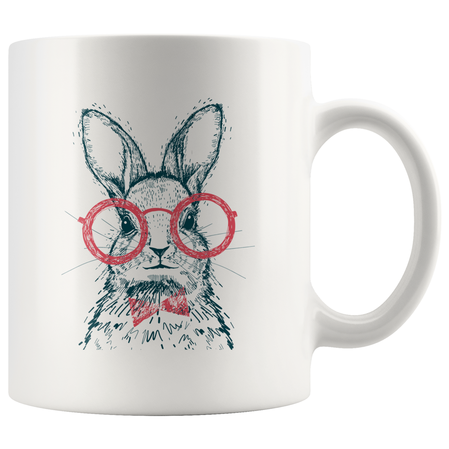 Hipster Bunny with Red Glasses Mug