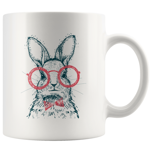 Hipster Bunny with Red Glasses Mug