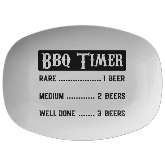 Funny BBQ Timer Grilling Platter Gift for Men Dad Grandpa | Barbecue Serving Tray Birthday Fathers Day Gift for